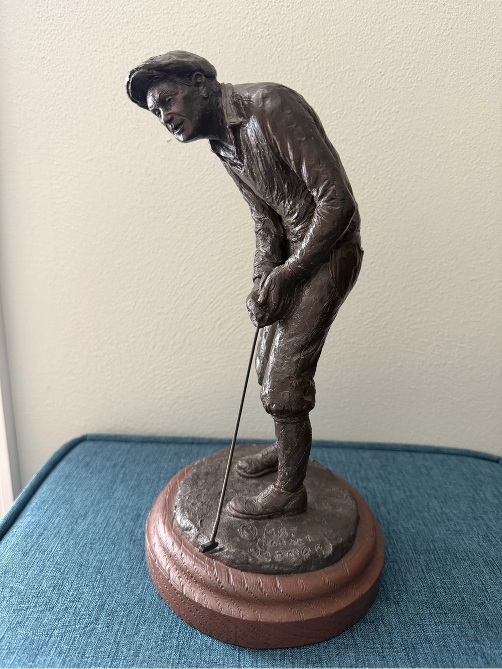 Michael Garman “Knickers” Bronze-Tone Golfer Sculpture on Wood Base